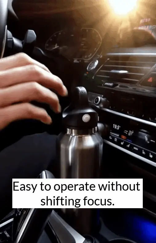 One-handed insulated water bottle, perfect for driving or leisure.